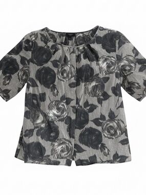 TALBOTS Women's Petite Blouse Size 10P Short Sleeve Button-Up